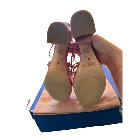 Stuart Weitzman Women's Hot Pink BarelyThere Square High Platform Sandal Size 8B - Picture 8 of 10